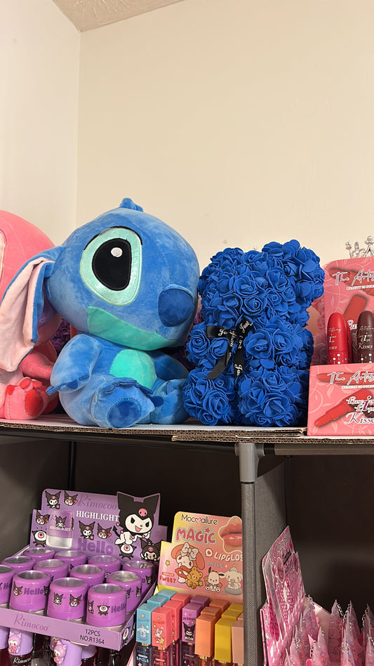 Oso azul de rosas